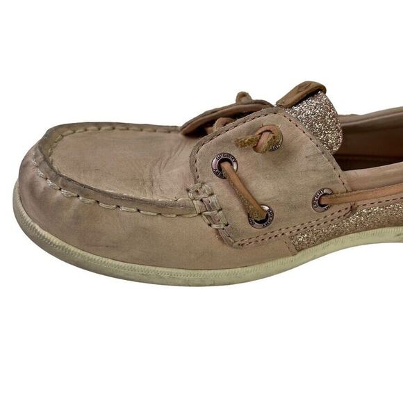 Sperry Top Sider Womens Leather Glitter Rose Gold Boat Shoes Flats Slip On sz 7 - Picture 5 of 16